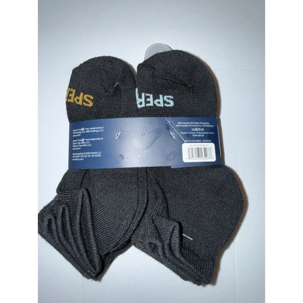 Sperry Boys Socks 10-4 Cushion Quarter Black 10 Pairs Comfort Crew Kids Gift NEW